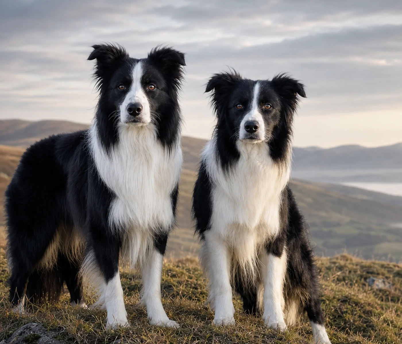 Dwa dorosłe Border Collie w mocnym portrecie hodowlanym